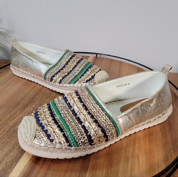 Patrizia by Spring Step Slip On Espadrilles Gold Metallic Colorful Flats Size 39 - Picture 5 of 17